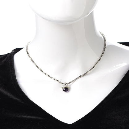 David Yurman Sterling Silver 14K Yellow Gold Amethyst 10mm Acorn Pendant Necklace 2 of 5