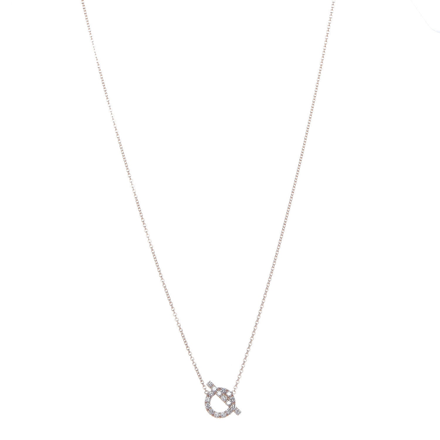 Hermes 18K Rose Gold Diamond Finesse Pendant Necklace 1 of 7