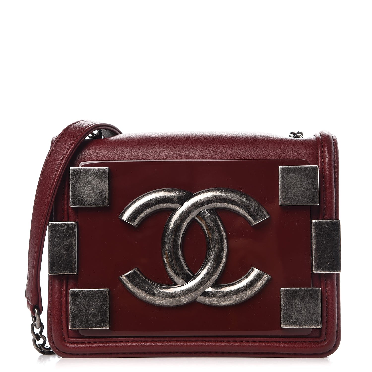 Chanel Lambskin Plexiglass Boy Brick Burgundy 1 of 7