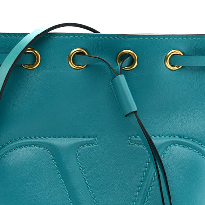 Valentino Garavani Calfskin Vlogo Bucket Bag Blue 8 of 10
