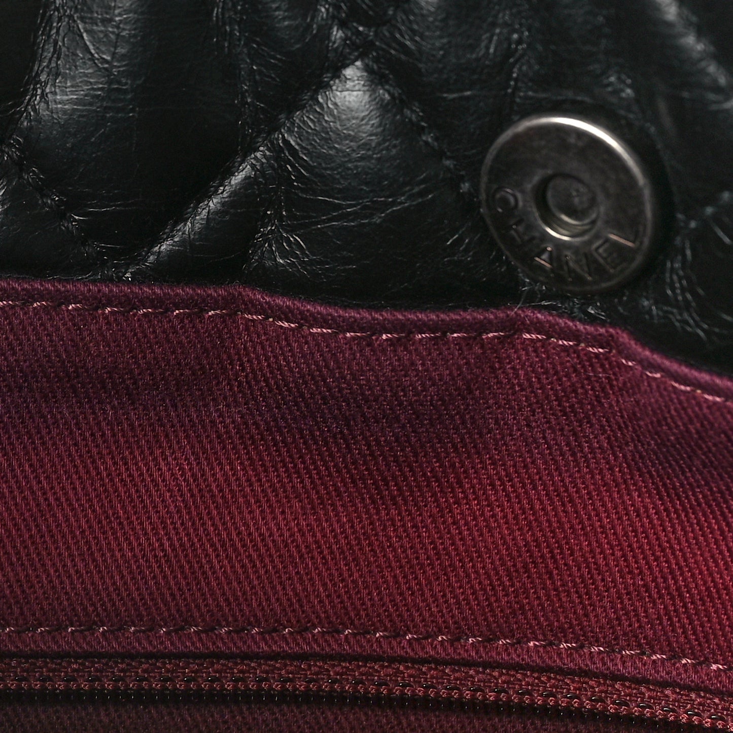 Glazed Calfskin Quilted Shopping Tote Black