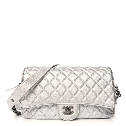 Chanel Metallic Calfskin Quilted Small Chain Detail Flap Silver 1 of 10