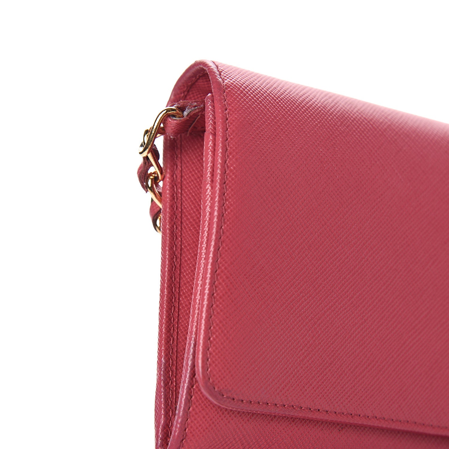 Prada Saffiano Metal Oro Chain Wallet Peonia 11 of 13