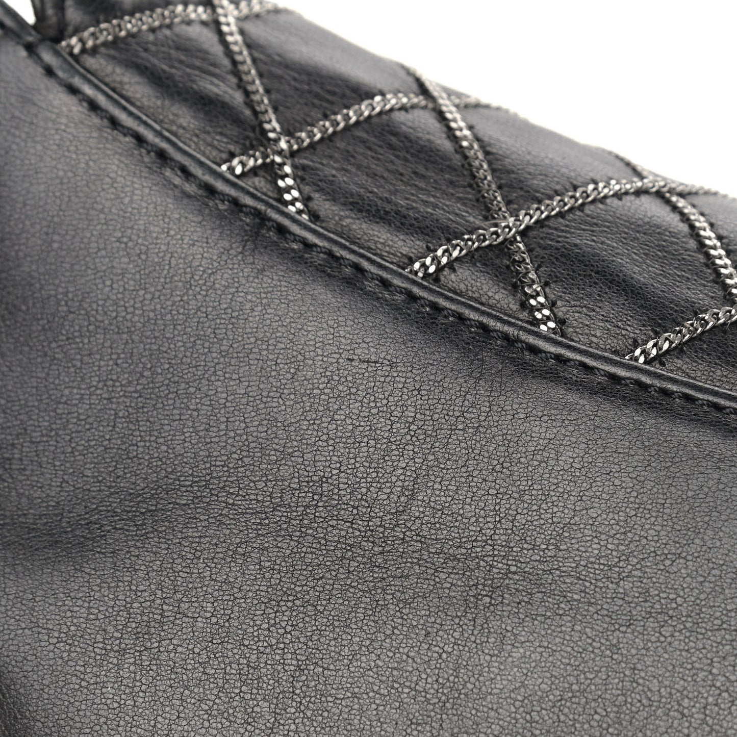 Lambskin Chain Stitch Clutch Black