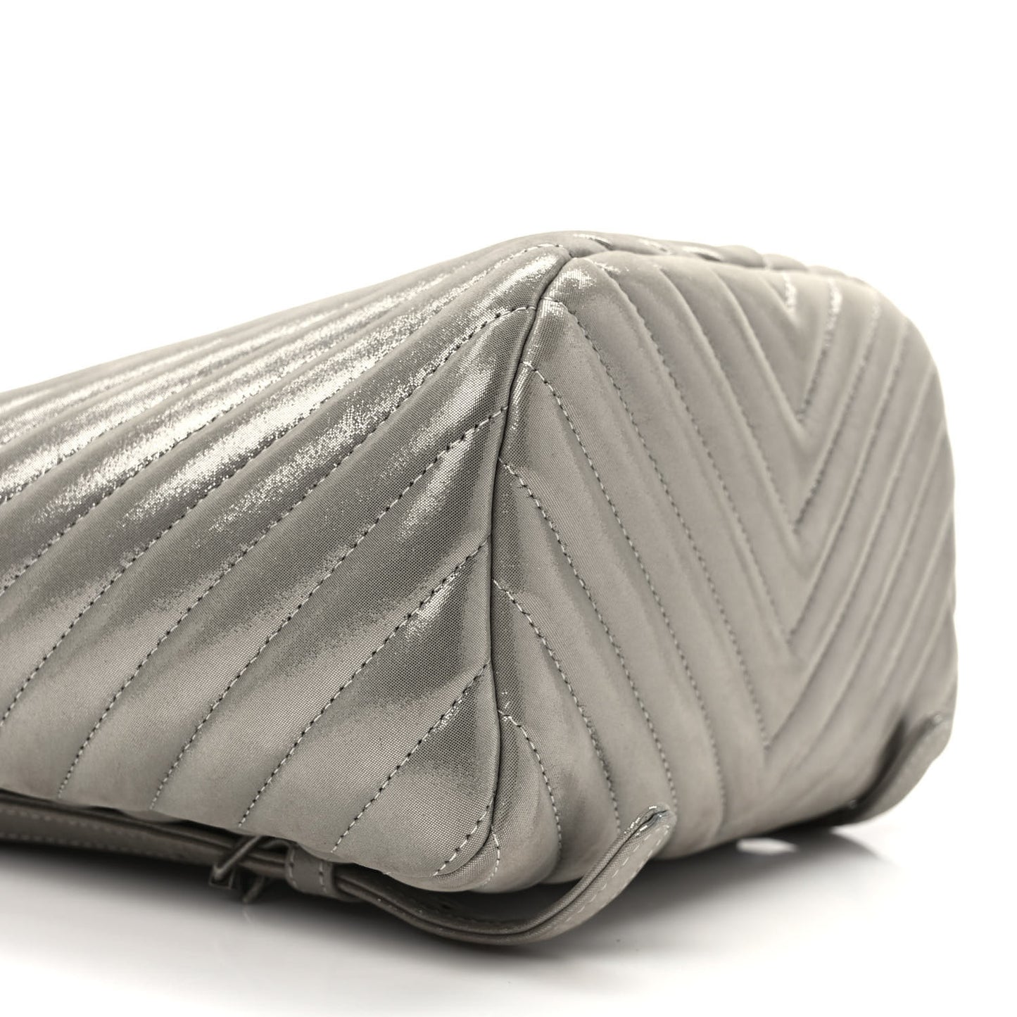 Iridescent Calfskin Chevron Quilted Small Urban Spirit Backpack Silver