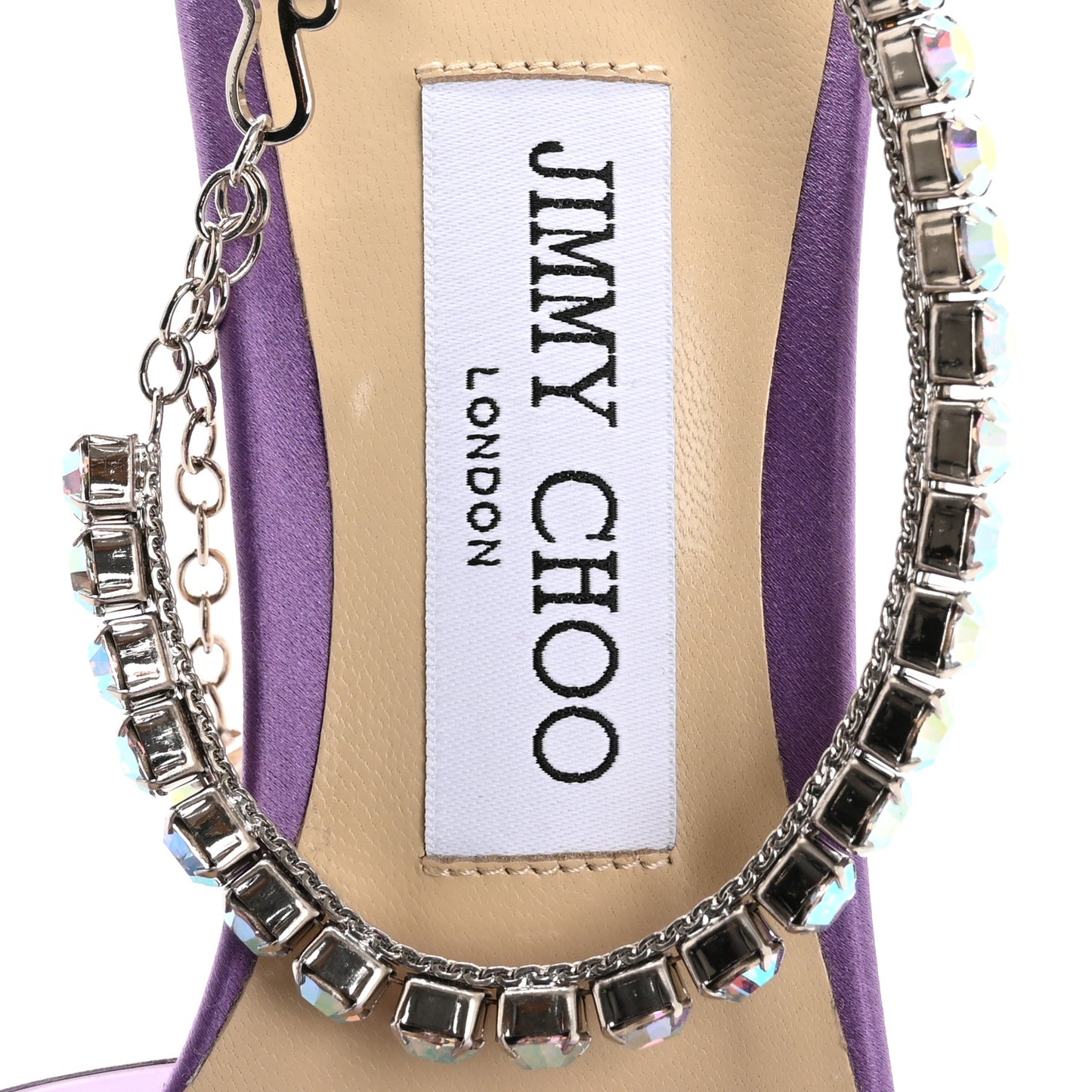 Satin PVC Crystal Saeda 100 Sandals 38 Wisteria