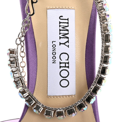 Jimmy Choo Satin PVC Crystal Saeda 100 Sandals 38 Wisteria 7 of 14