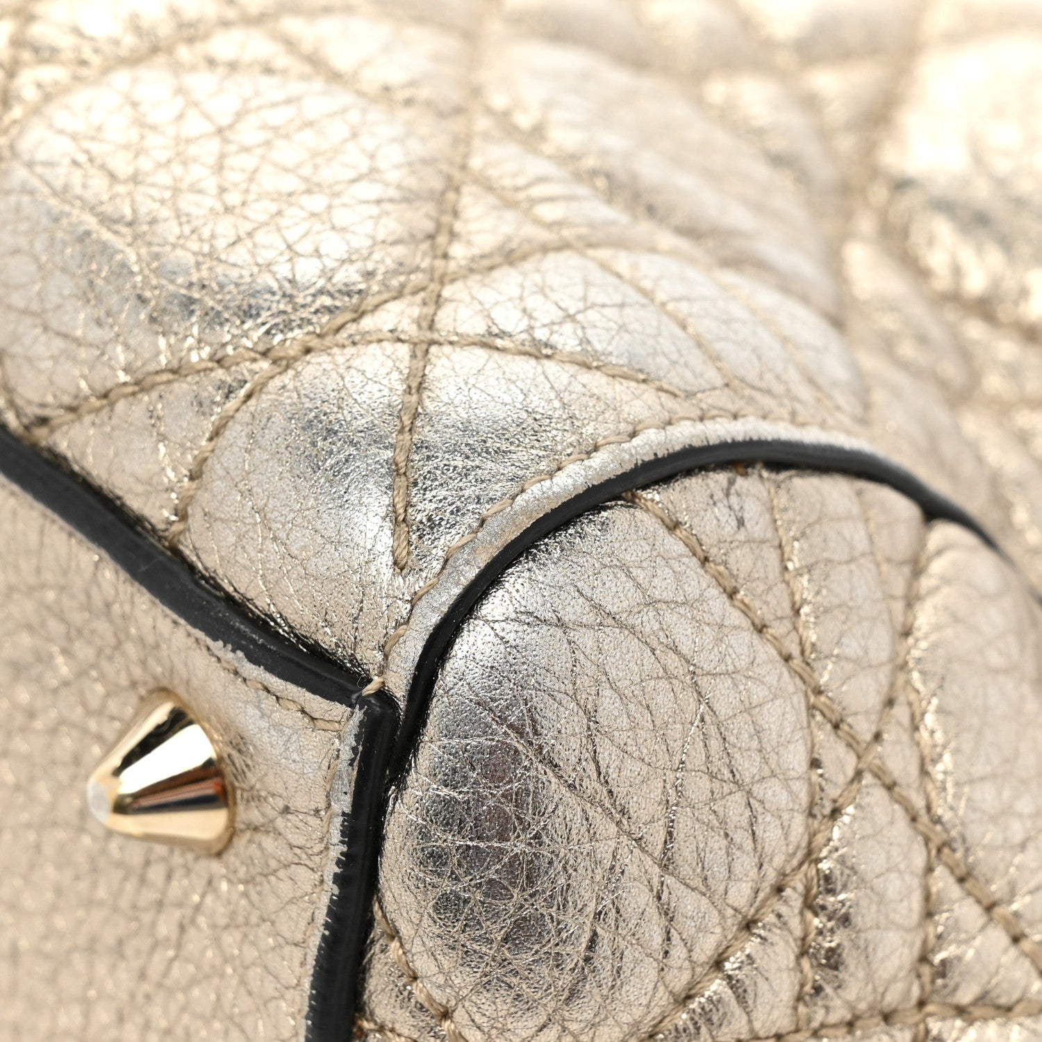 Christian Dior Metallic Grained Calfskin Cannage Medium Supple Lady Dior Gold 16 of 28