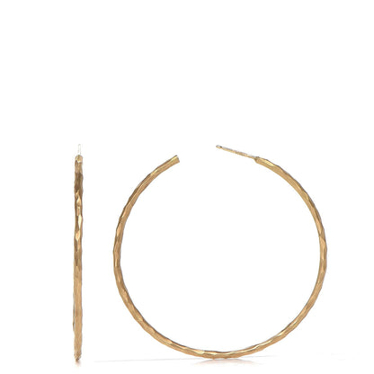 Tiffany 18K Yellow Gold Hammered Hoop Earrings 1 of 6