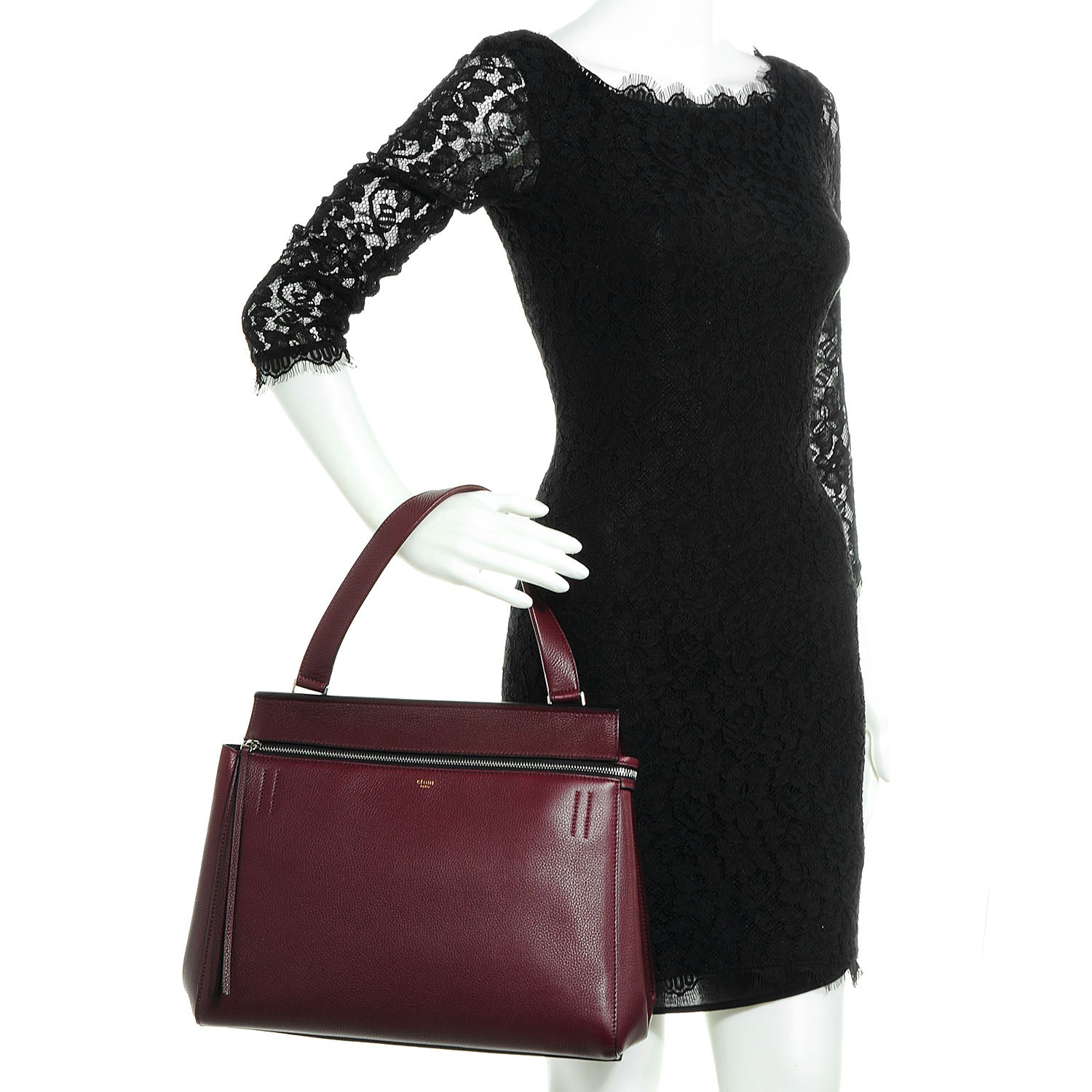 Celine Grained Calfskin Medium Edge Shoulder Bag Blood 2 of 9