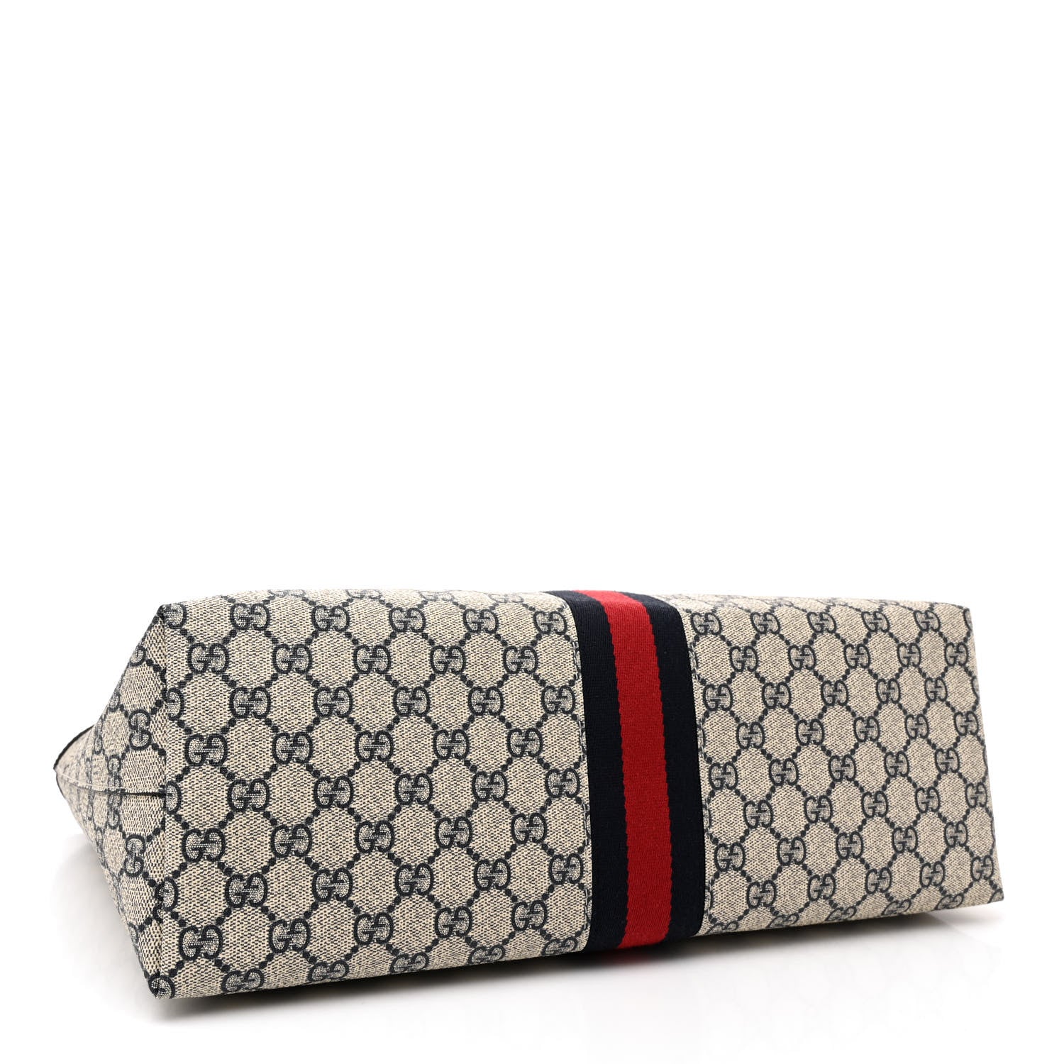 Gucci GG Supreme Monogram Textured Calfskin Web Medium Ophidia Shopping Tote Beige Blue 4 of 10