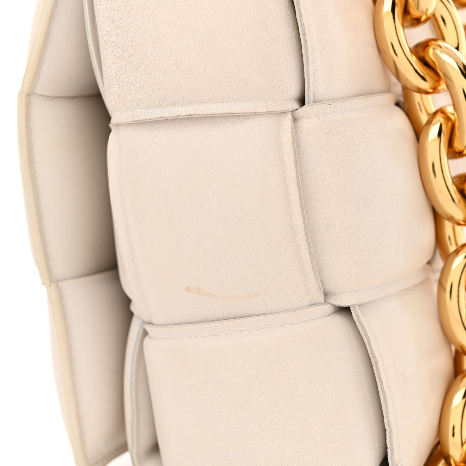 Bottega Veneta Lambskin Maxi Intreccio Padded Chain Cassette Crossbody Bag White 11 of 14