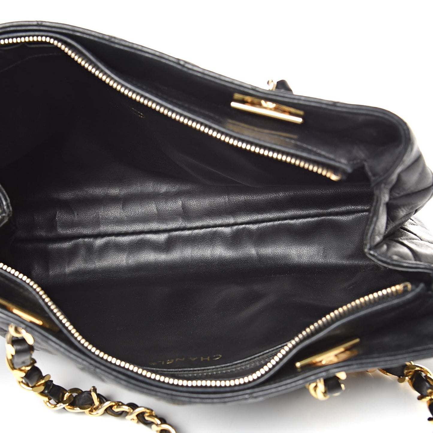 Lambskin Quilted Shopping Tote Black