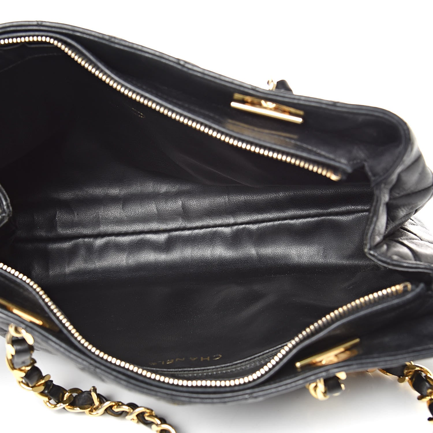 Chanel Lambskin Quilted Shopping Tote Black 5 of 18