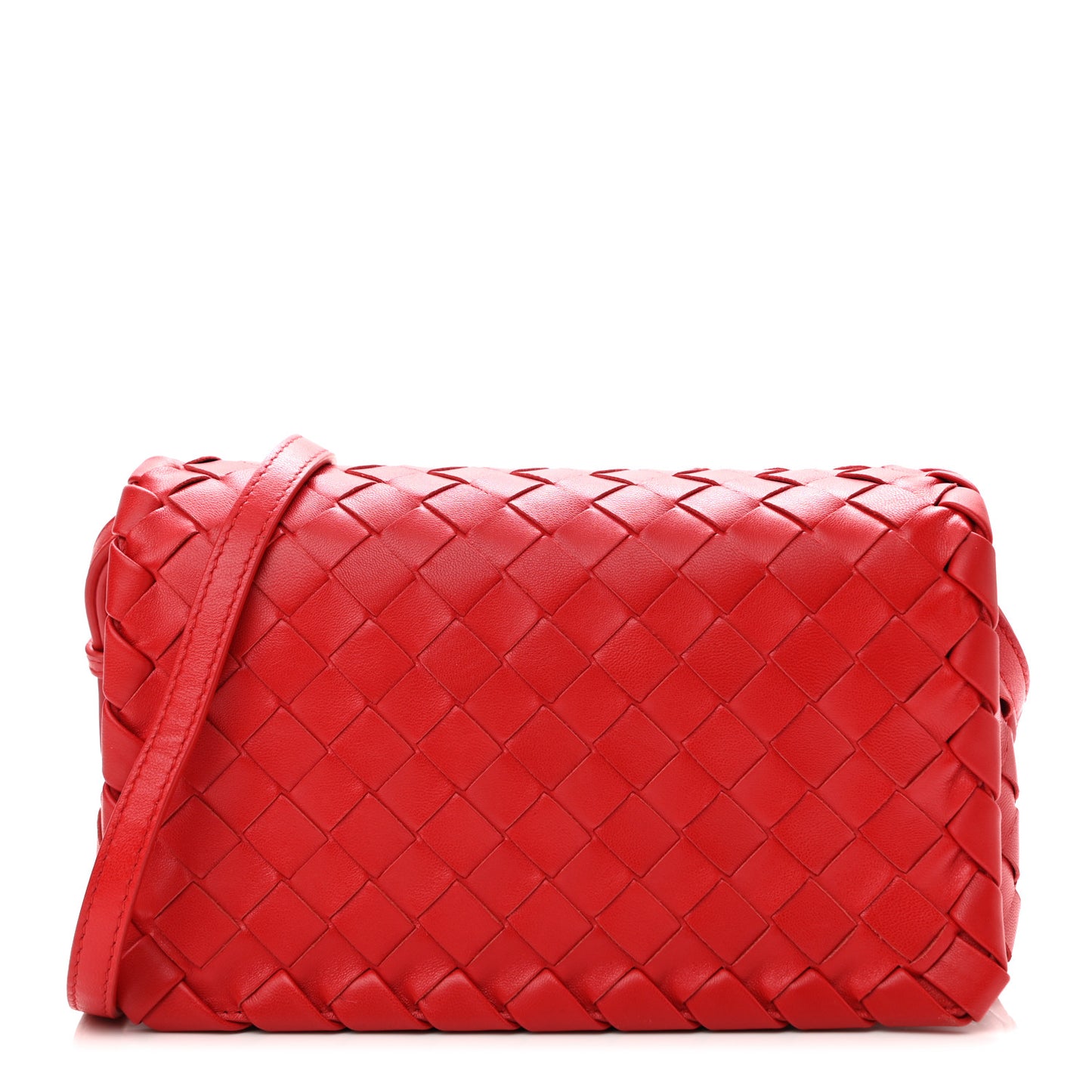 Nappa Intrecciato Crossbody Messenger Flap Red