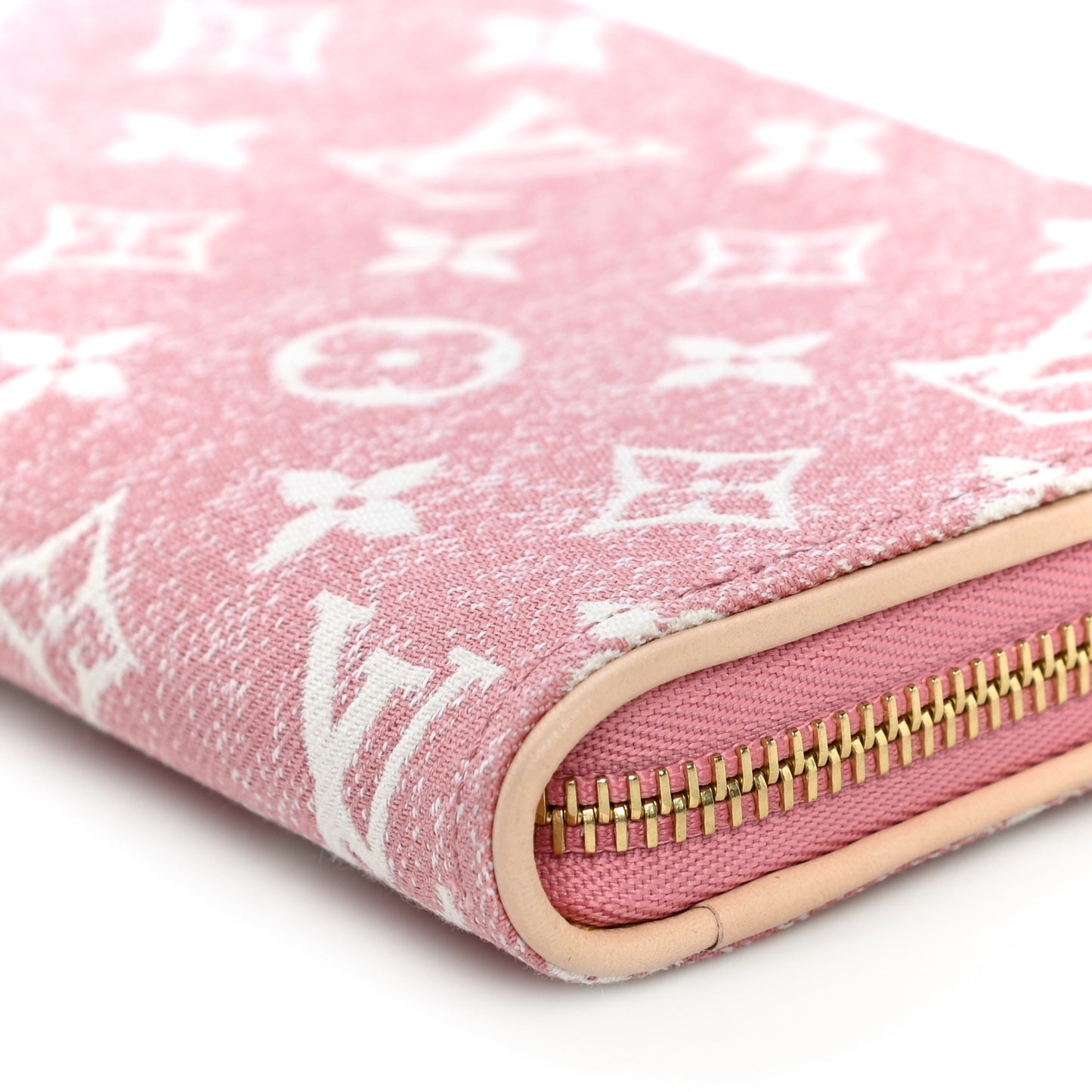 Denim Monogram Jacquard Zippy Wallet Pink