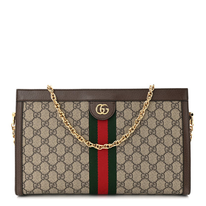 Gucci GG Supreme Monogram Web Medium Ophidia Chain Shoulder Bag Brown 1 of 10