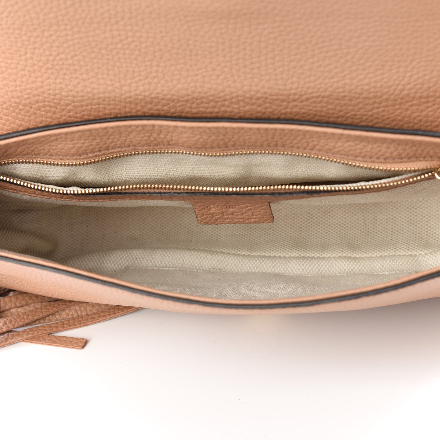 Gucci Pebbled Calfskin Medium Soho Flap Crossbody Camelia 4 of 9