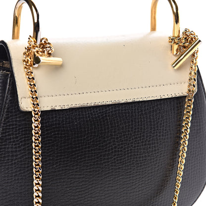 Chloe Grained Calfskin Lambskin Mini Bi-Color Drew Shoulder Bag Black Powder Beige 11 of 12