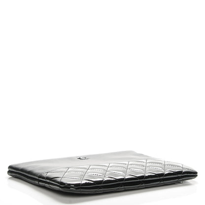 Chanel Lambskin Patent Quilted Medium Cosmetic Case Black 4 of 7