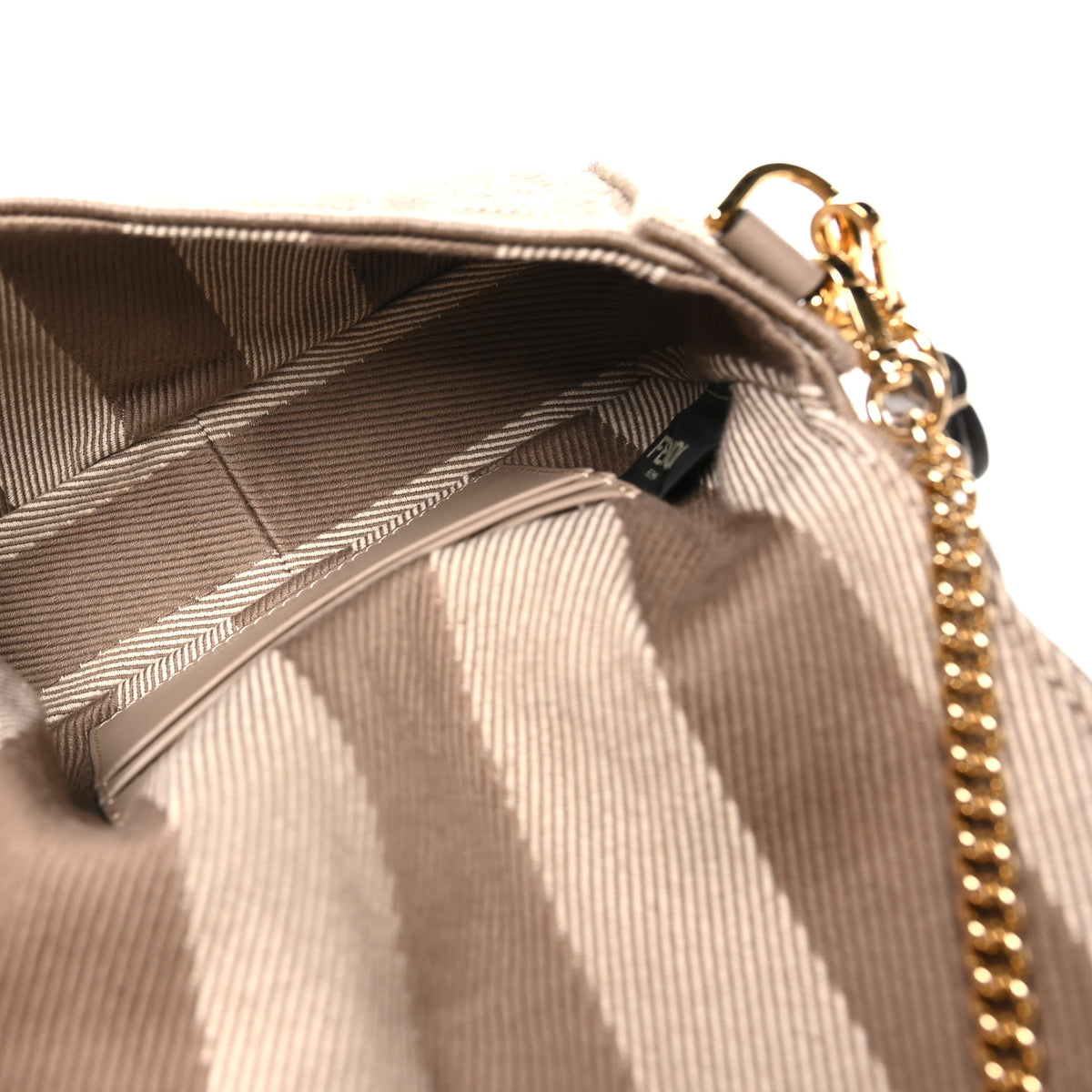 Fendi Denim Jacquard FF Effect Vitello Grace Mini Baguette Dove White Dove 5 of 10