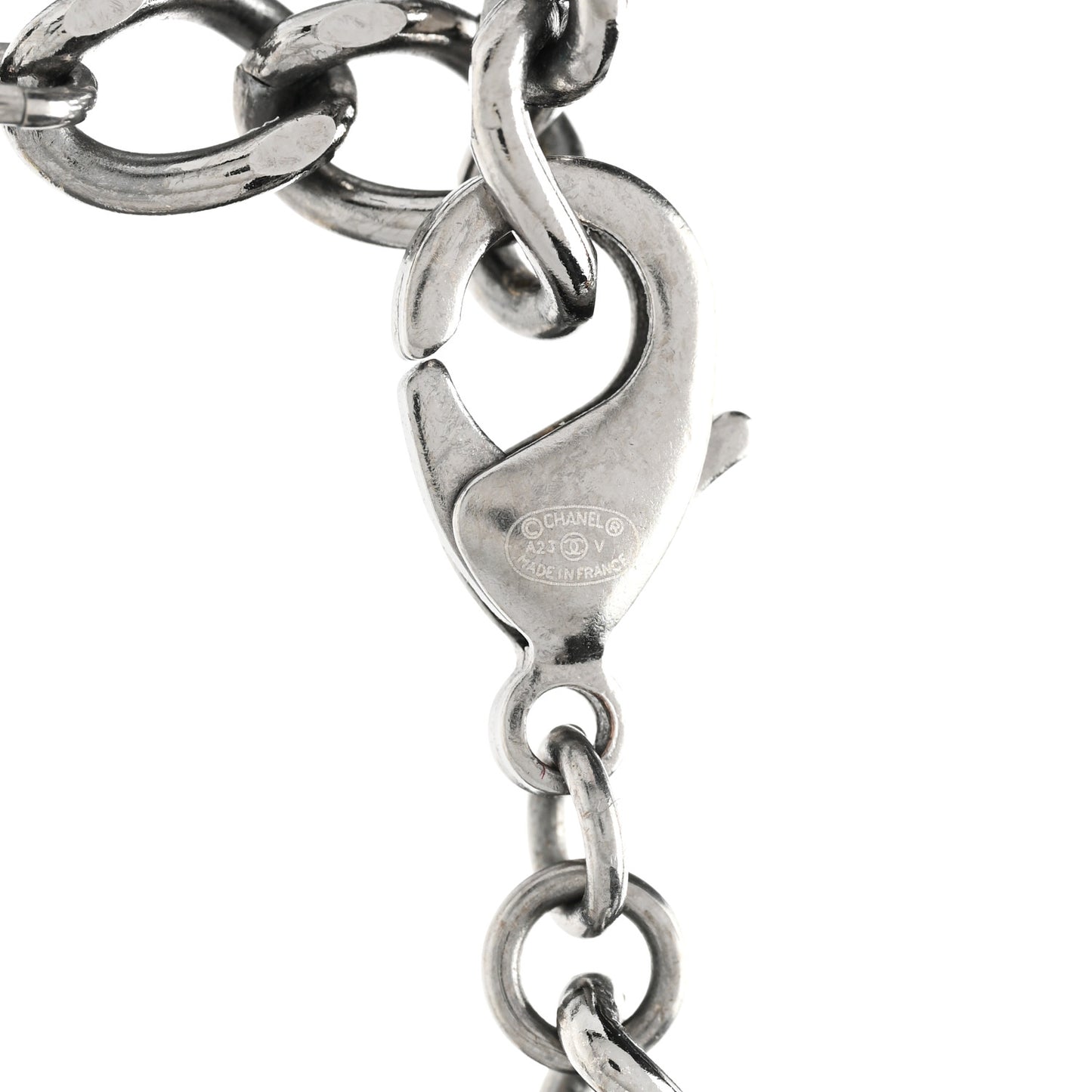 Ruthenium Crystal Chain CC Lucky Charms Choker Silver