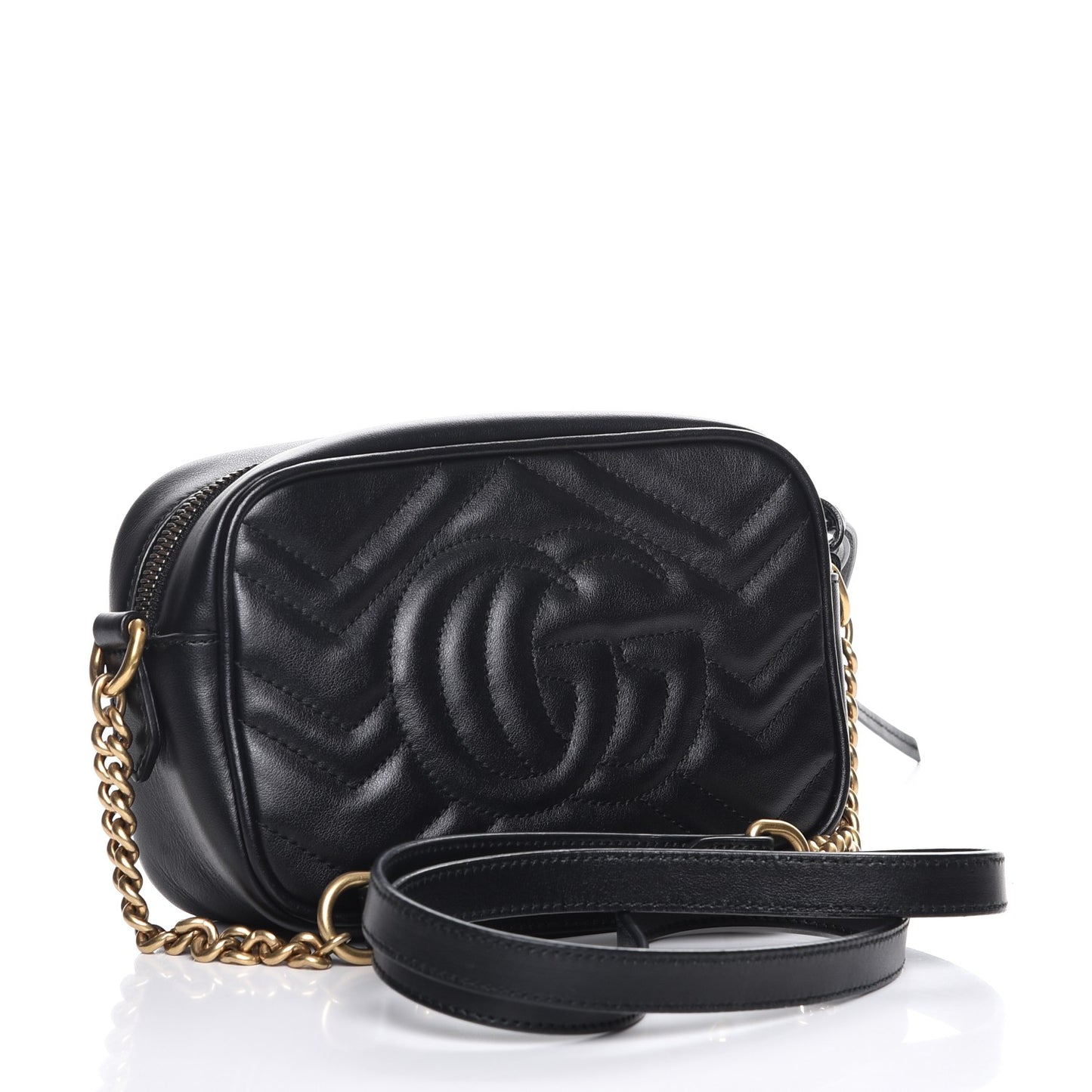 Calfskin Matelasse Mini GG Marmont Chain Shoulder Bag Black