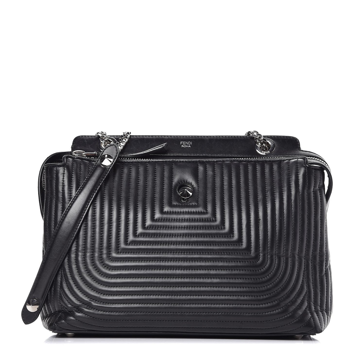 Shiny Nappa Trapuntata DotCom Chain Satchel Black