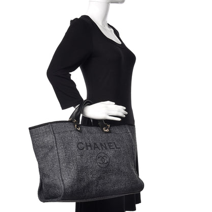 Chanel Woven Straw Raffia Large Deauville Tote Grey 3 of 10