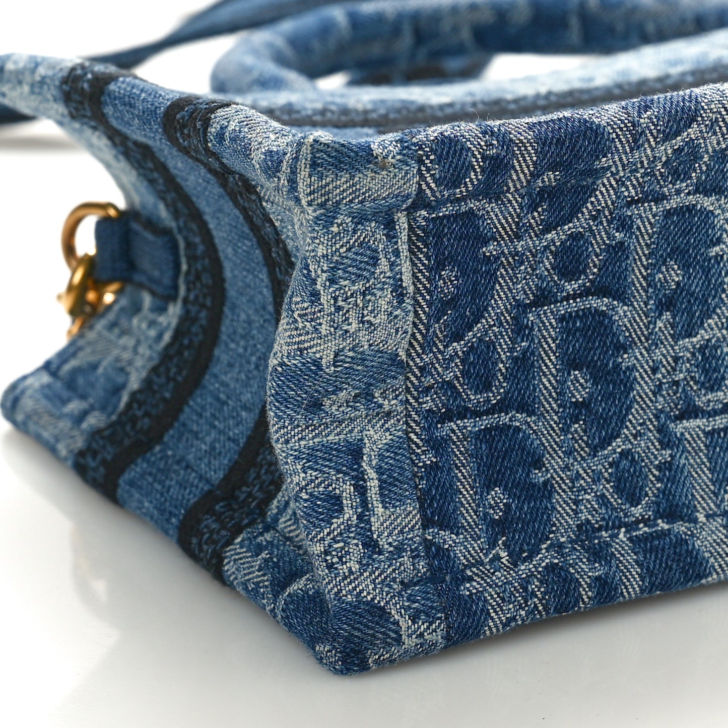 Denim Oblique Mini Book Tote With Strap Blue