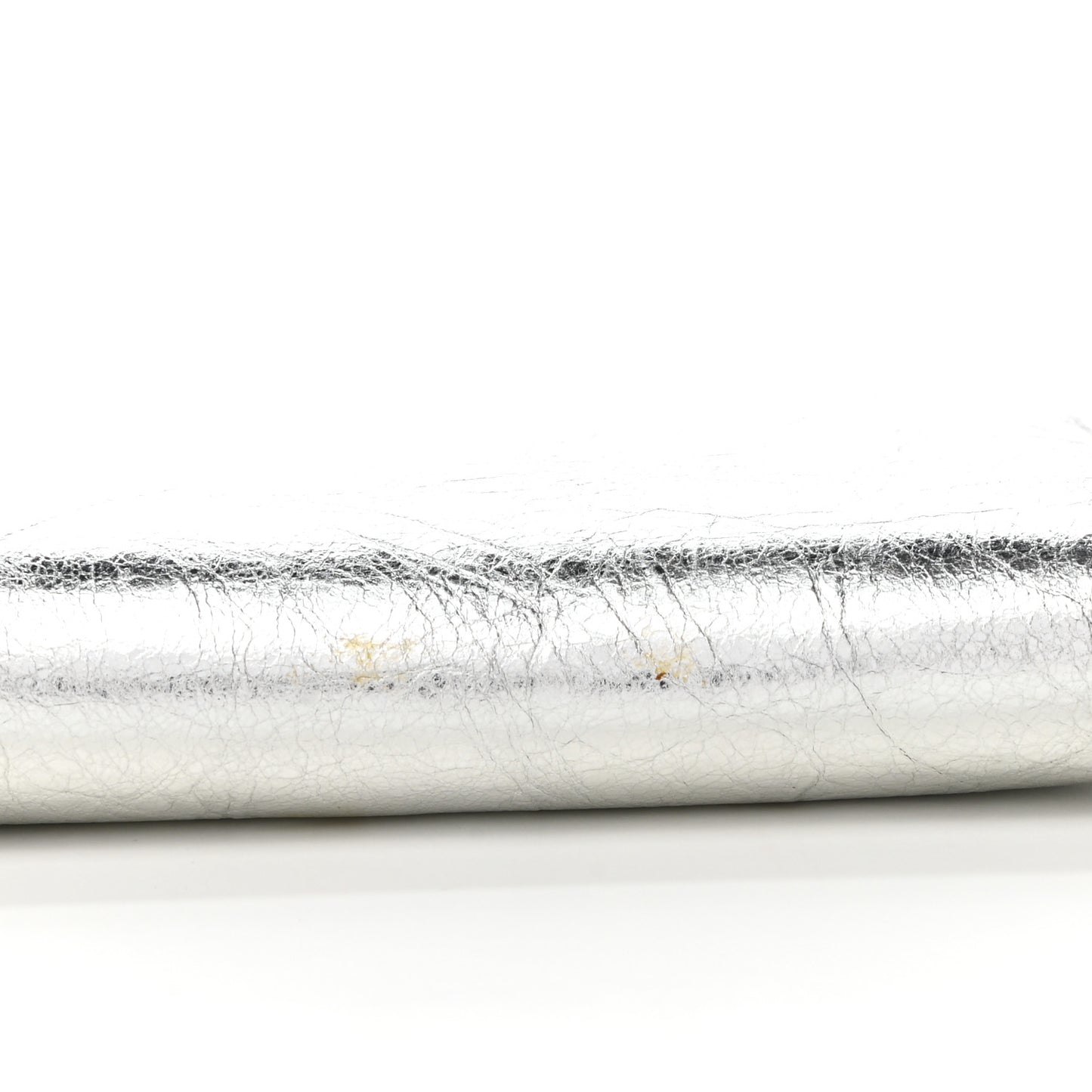 Metallic Calfskin Essential Continental Zip Around Wallet Silver