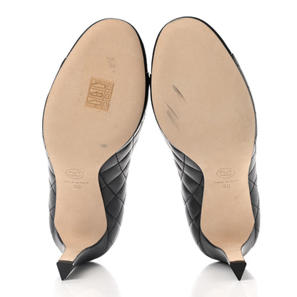 Chanel Lambskin Suede Quilted Cap Toe Pumps 38 Black 5 of 8