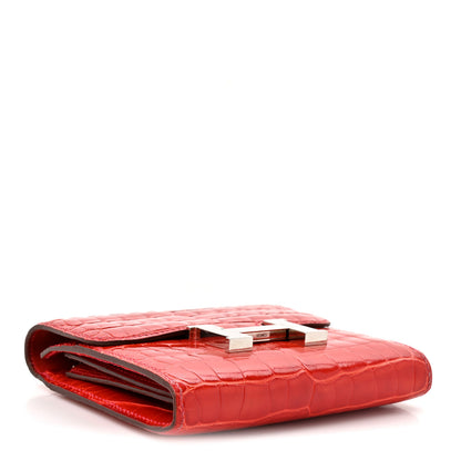 Hermes Shiny Alligator Constance Short Wallet Geranium 4 of 11