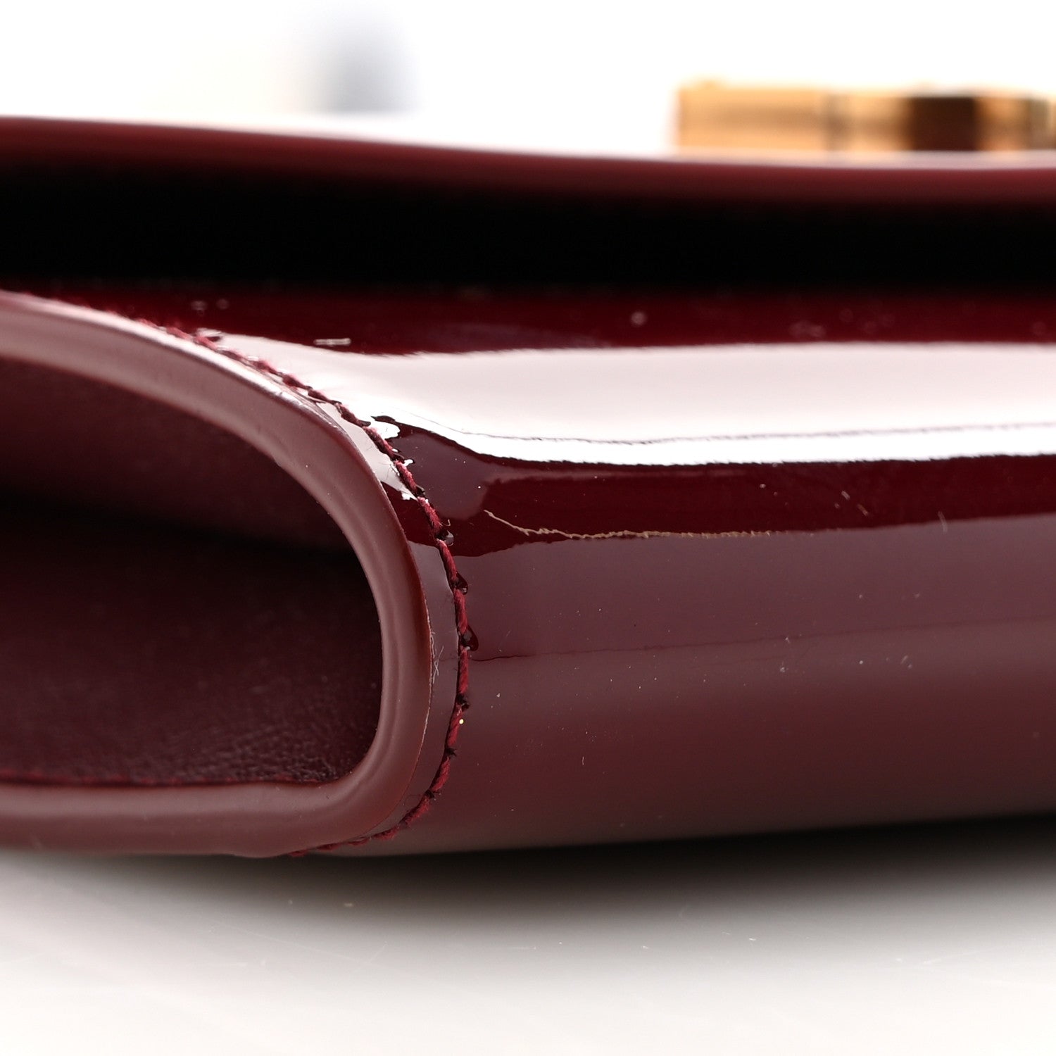 Saint Laurent Patent Uptown Chain Wallet Red Grenat 9 of 11