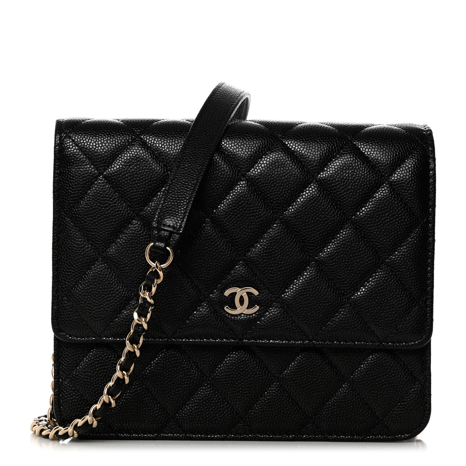 Chanel Caviar Quilted Square Wallet on Chain WOC Black 1 of 9