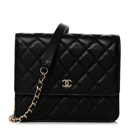 Chanel Caviar Quilted Square Wallet on Chain WOC Black 1 of 9
