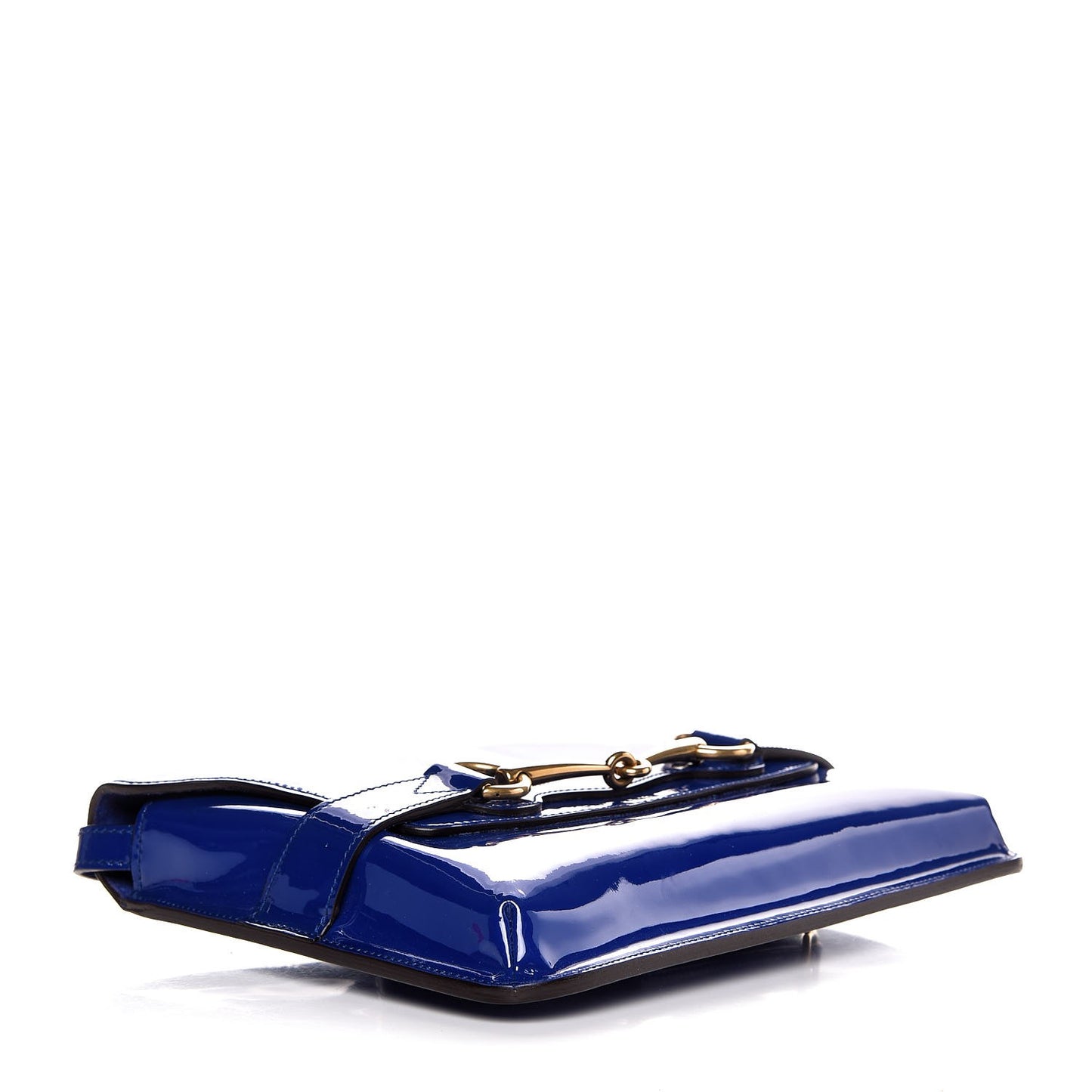 Patent Large Bright Bit Shoulder Bag Deep Zaffiro