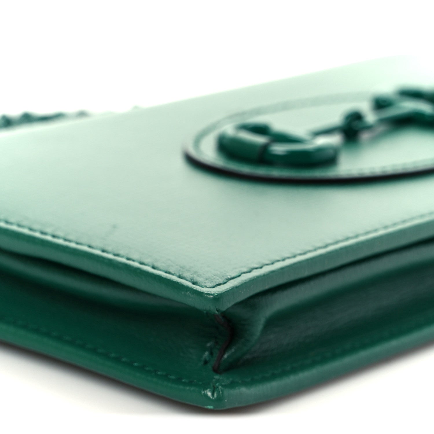Gucci Azalea Calfskin Enamel Horsebit 1955 Wallet On Chain Emerald Green 17 of 19