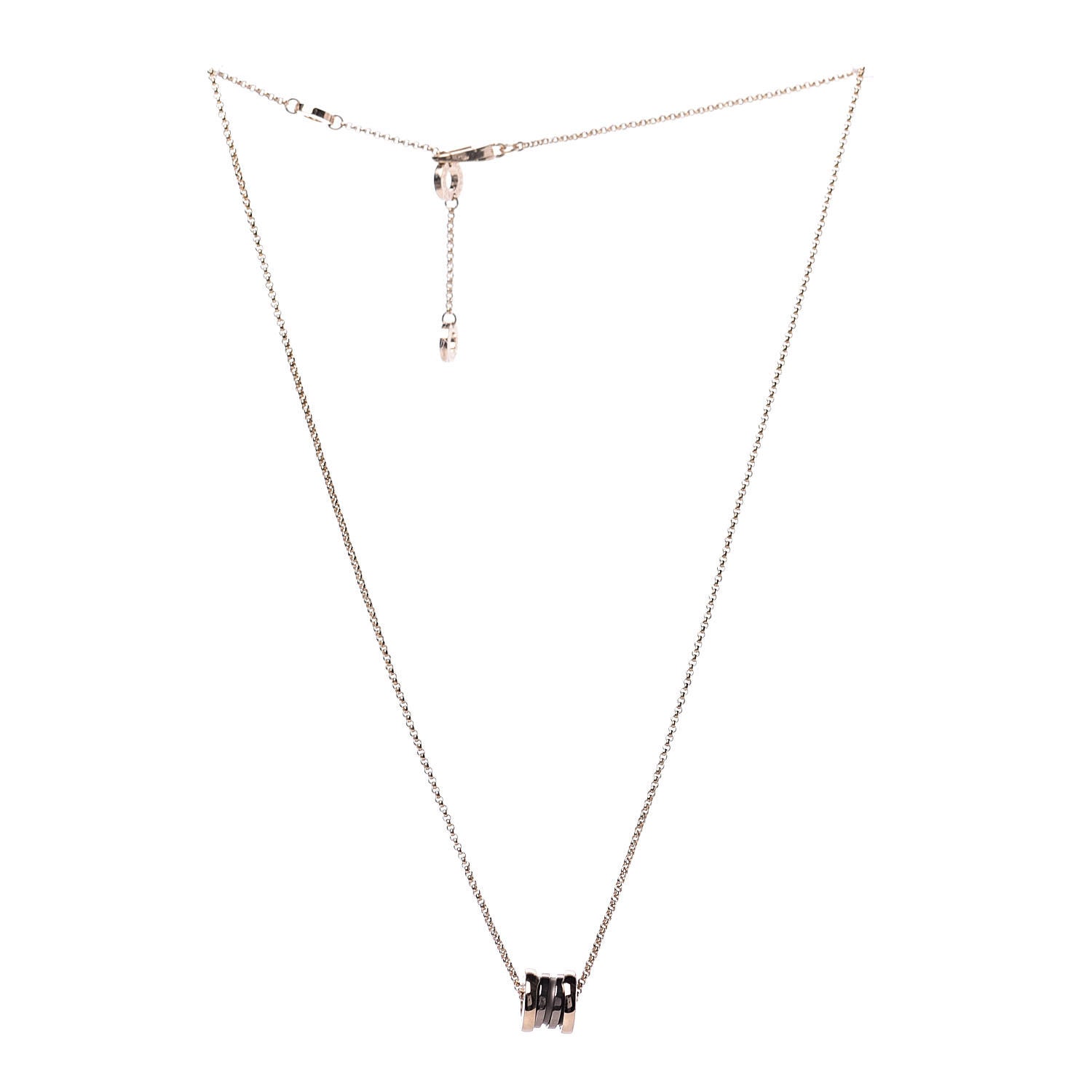 Bulgari 18K Rose Gold Cermet Small B.Zero1 Pendant Necklace 3 of 8