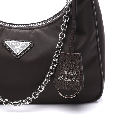 Prada Tessuto Nylon Saffiano Re-Edition 2005 Shoulder Bag Cacao 10 of 11