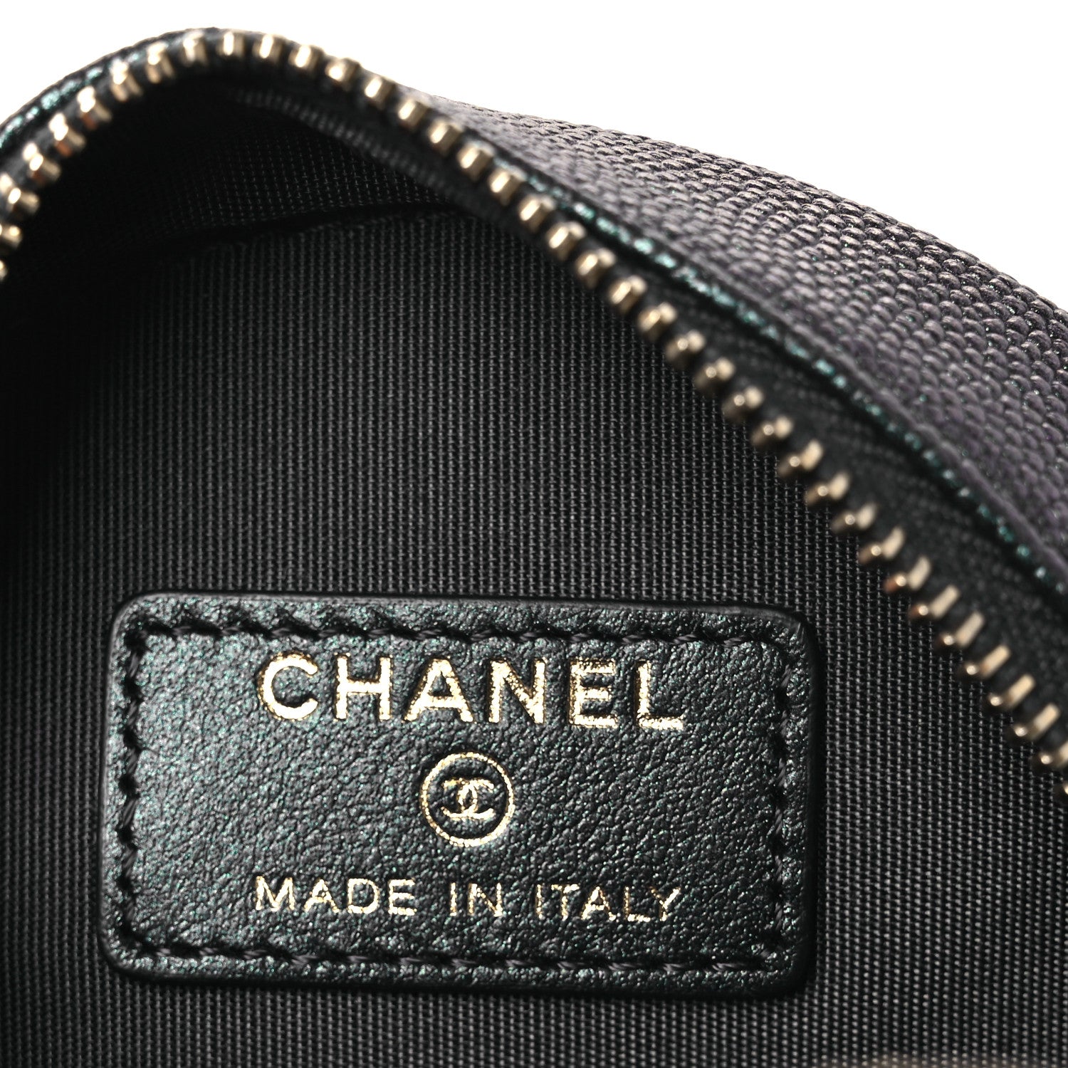 Chanel Iridescent Caviar Quilted Round Clutch With Chain Black 6 of 11