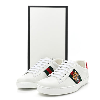 Gucci Calfskin Ayers Web Tiger Embroidered Mens Ace Sneakers 10 White Green Red 11 of 11