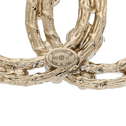 Chanel Crystal CC Camellia Earrings Gold 4 of 5