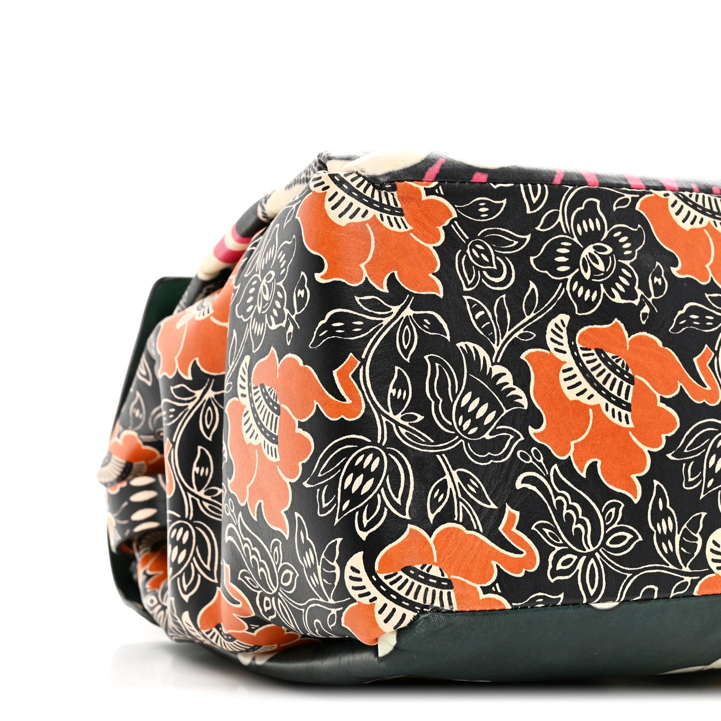 Calfskin Floral Print Mime Single Handle Bag Green