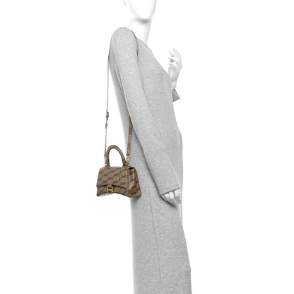 Balenciaga Coated Canvas BB Monogram Hourglass Top Handle Bag XS Beige Brown 2 of 11