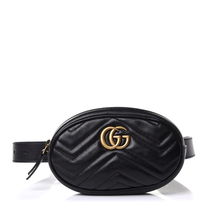 Gucci Calfskin Matelasse GG Marmont Belt Bag 75 30 Black 1 of 10