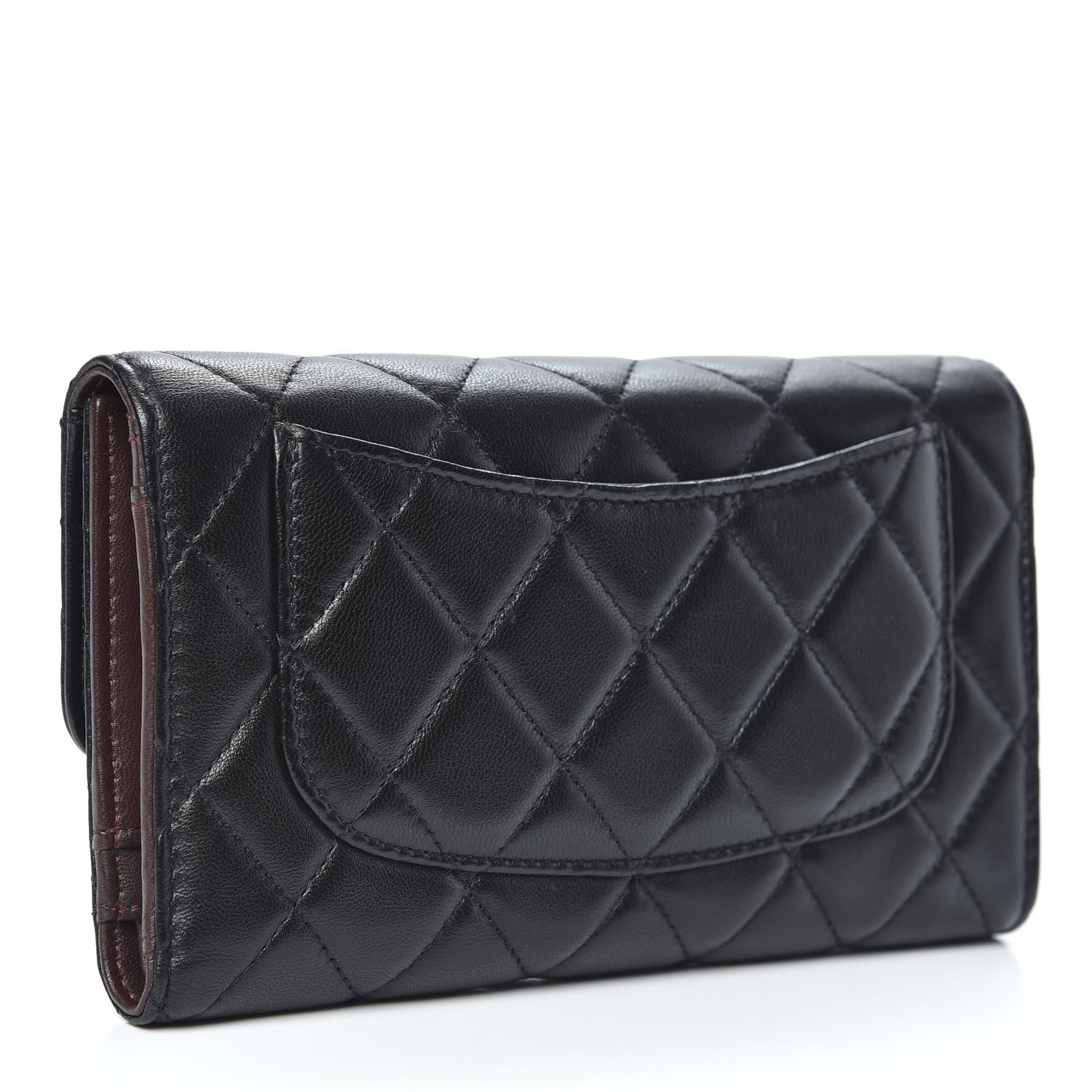 Chanel Lambskin Quilted Large Flap Wallet Black 3 of 10