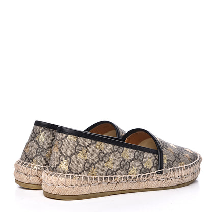 Gucci GG Supreme Monogram Bees Espadrille Flats 35.5 Beige Ebony Oro Black 4 of 10