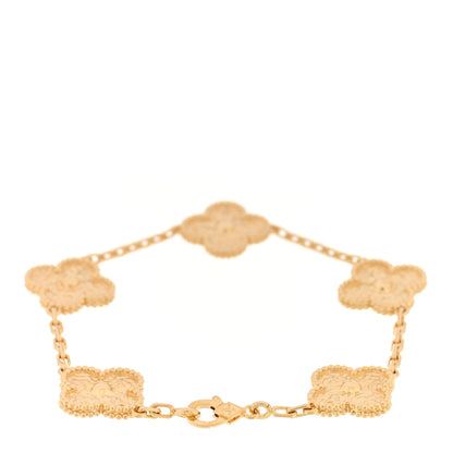 Van Cleef & Arpels 18K Yellow Gold 5 Motifs Vintage Alhambra Bracelet 2 of 4