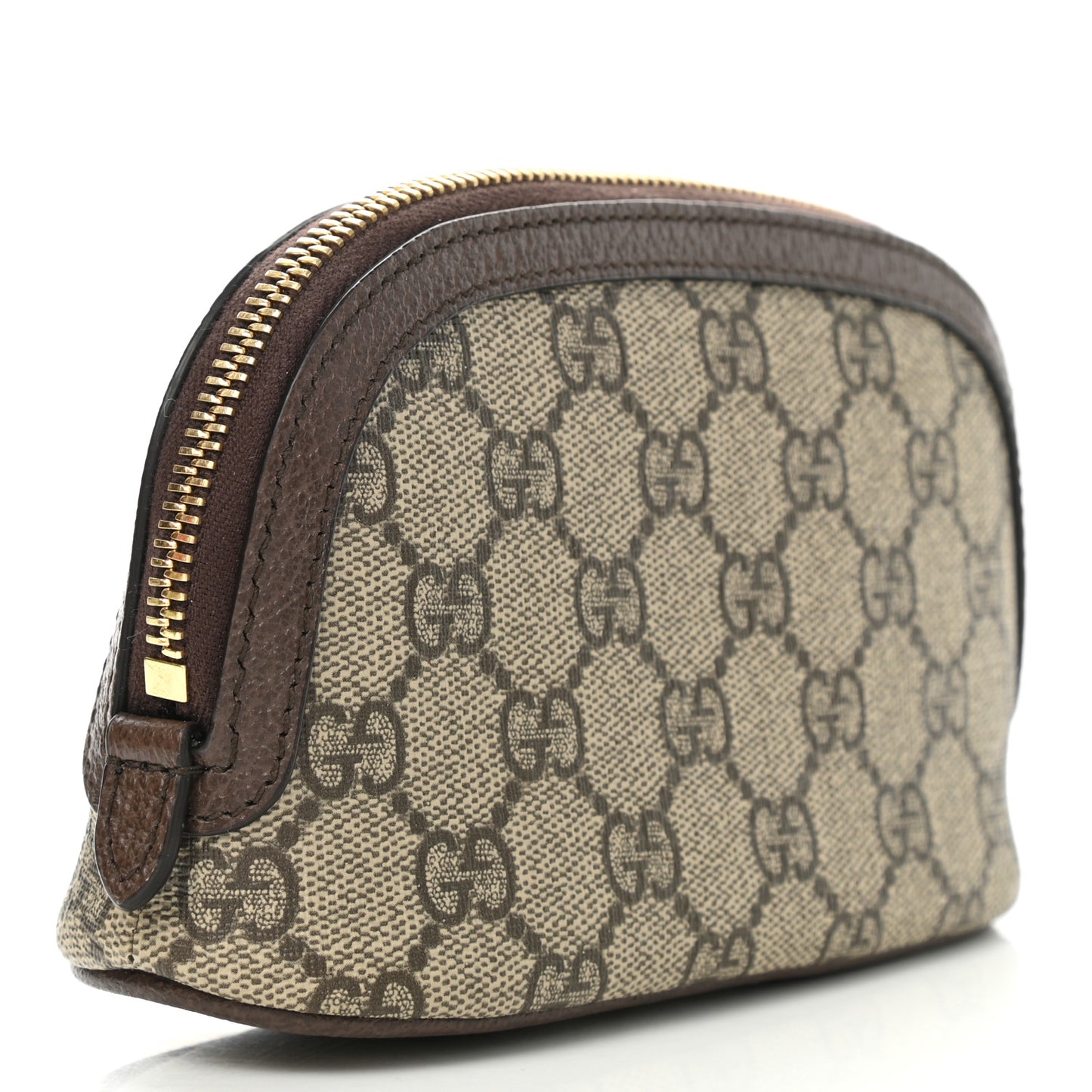 GG Supreme Monogram Textured Calfskin Web Medium Ophidia Cosmetic Case Beige Ebony New Acero
